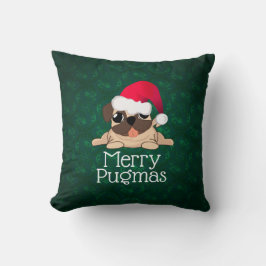 クリスマスパグドッグ装飾用クッション16インチx 16インチ クッション