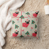 クリスマスパグパターン クッション (ブランケット)