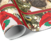 クリスマスパグ包装紙 ラッピングペーパー (ロールコーナー)