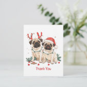 クリスマスパグ犬に感謝 サンキューカード (スタンド正面)