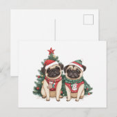 クリスマスパグ犬 シーズンポストカード (正面/裏面)