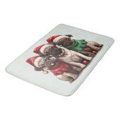 クリスマスパグ犬 バスマット (アングル)