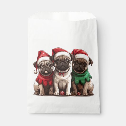 クリスマスパグ犬 フェイバーバッグ (正面)