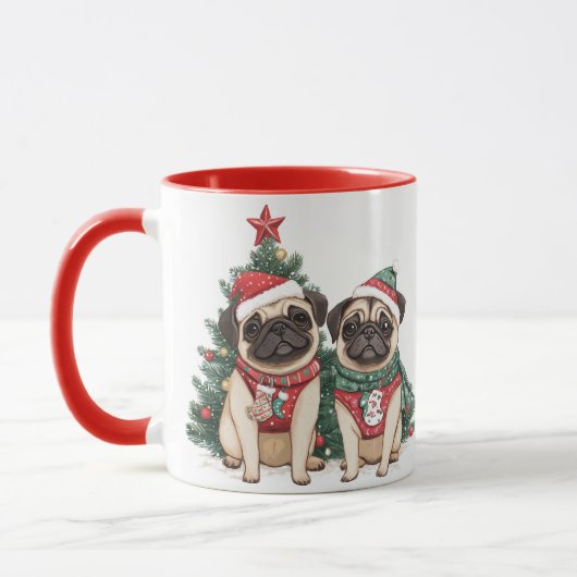 クリスマスパグ犬 マグカップ (左)