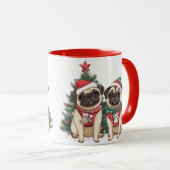 クリスマスパグ犬 マグカップ (正面右)