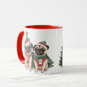 クリスマスパグ犬 マグカップ (正面左)
