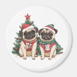 クリスマスパグ犬 マグネット
