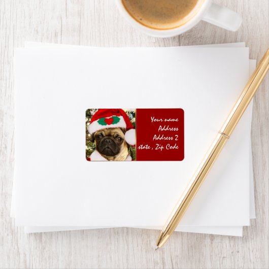 クリスマスパグ犬 ラベル (インサイチュ)