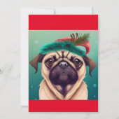 クリスマスパグ犬、犬の恋人のギフトTシャツ シーズンカード (正面)