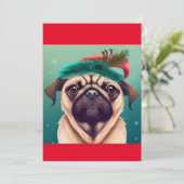 クリスマスパグ犬、犬の恋人のギフトTシャツ シーズンカード (スタンド正面)