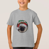 クリスマスパグ – キッズベーシックTシャツ Tシャツ (正面)