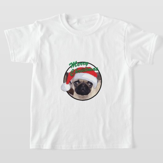 クリスマスパグ – キッズベーシックTシャツ Tシャツ (レイダウン)