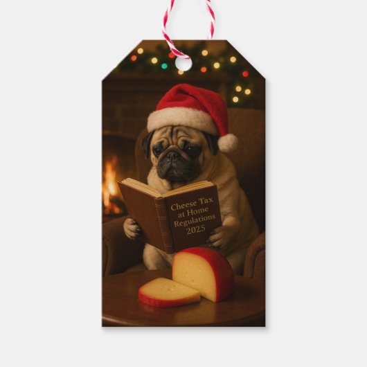 クリスマスパグ クリスマスギフトバッグ ギフトタグ (正面)