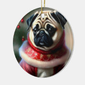 クリスマスパグ セラミックオーナメント (左)