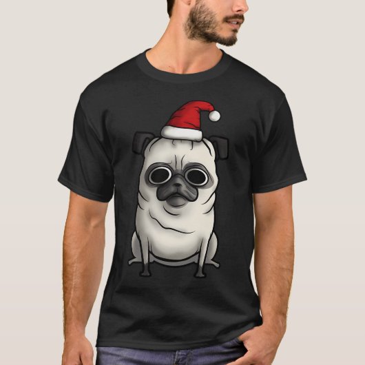 クリスマスパグ - パグル - 愛犬家 - 笑える犬 Tシャツ (正面)