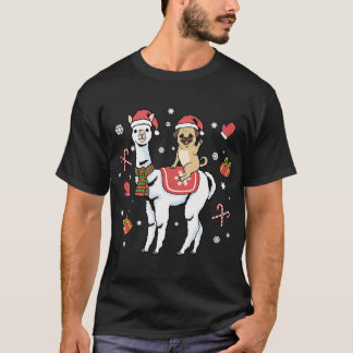 クリスマスパグ ラマ 犬 メリー Tシャツ