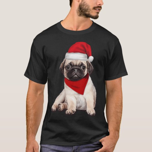 クリスマスパグ Tシャツ (正面)