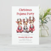 クリスマスパジャマおもしろいパーティーかわいいトナカイ雪 招待状 (スタンド正面)