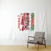 クリスマスパジャマかわいい犬の愛犬クリスマス タペストリー (インサイチュ(横))