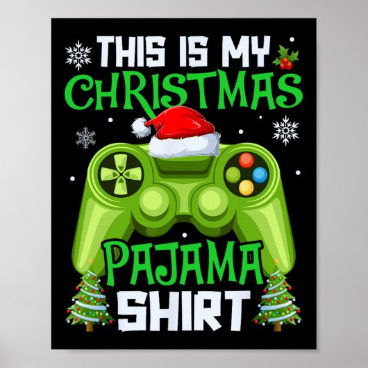 クリスマスパジャマのビデオゲームゲーマー男性用B ポスター (正面)