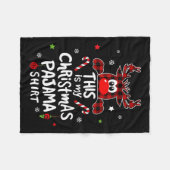 クリスマスパジャマの楽しみトナカイ フリースブランケット (正面(横))