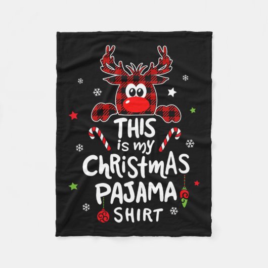 クリスマスパジャマの楽しみトナカイ フリースブランケット (正面)