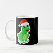 クリスマスパジャマカエルに最適なサンタ帽子のカエル コーヒーマグカップ (左)
