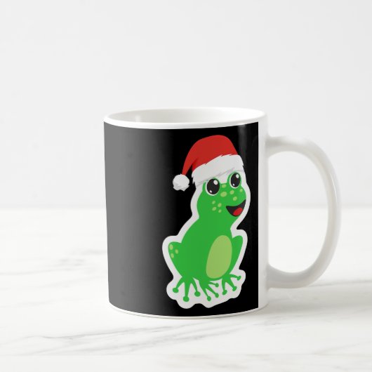 クリスマスパジャマカエルに最適なサンタ帽子のカエル コーヒーマグカップ (右)