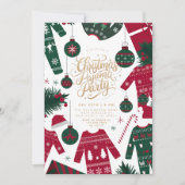 クリスマスパジャマクラシックパーティーレッドグリーン 招待状 (正面)
