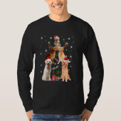 クリスマスパジャマゴールデンレトリエバーツリークリスマスドッグダ Tシャツ (正面)