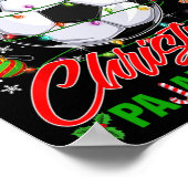 クリスマスパジャマシャツサッカーサンタ帽子 ポスター (角)