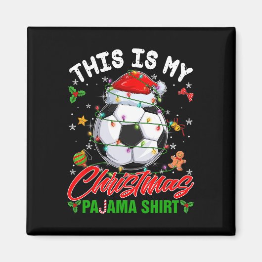 クリスマスパジャマシャツサッカーニット帽サンタ帽子 マグネット (正面)