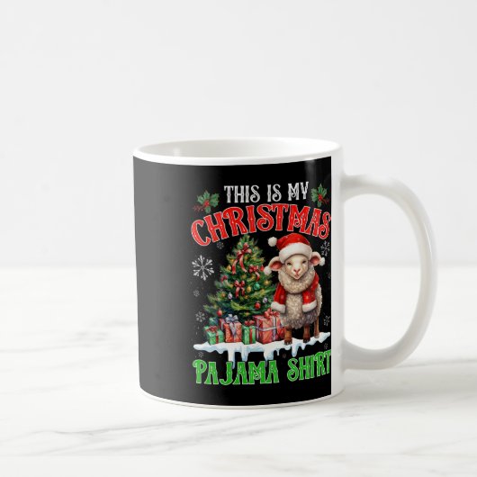 クリスマスパジャマシャツサンタヒツジ農場 コーヒーマグカップ (右)