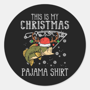 クリスマスパジャマシャツ フィッシング クリスマス プレゼント パパ ラウンドシール