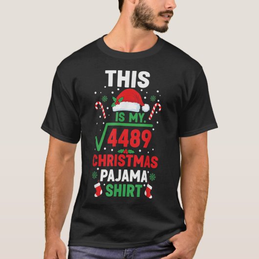 クリスマスパジャマシャツ 67 六 七 スクエア R Tシャツ (正面)