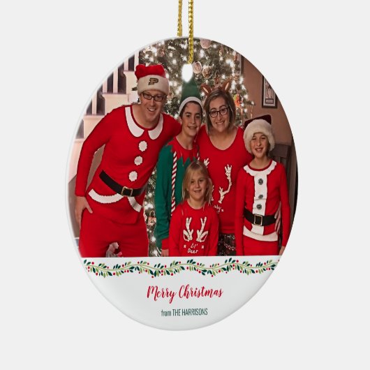 クリスマスパジャマスチャレンジファミリーフォト セラミックオーナメント (右)