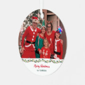 クリスマスパジャマスチャレンジファミリーフォト メタルオーナメント (正面左)