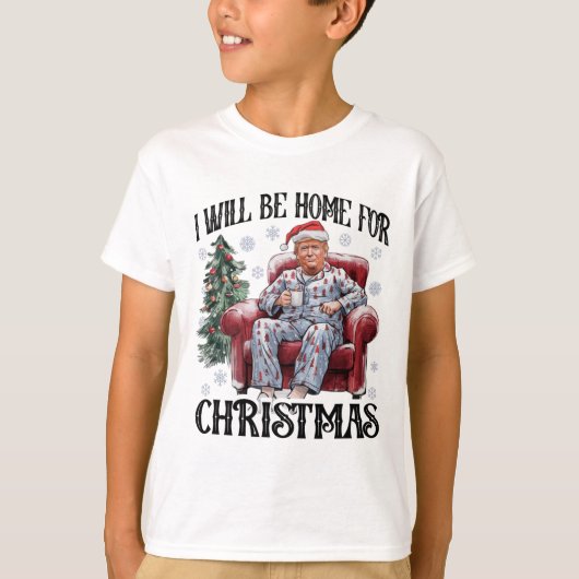 クリスマスパジャマストランプ私はクリスマス・ホリのために家に帰る Tシャツ (正面)