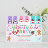 クリスマスパジャマスパーティの招待状ホリデーパジャマ 招待状 (スタンド正面)