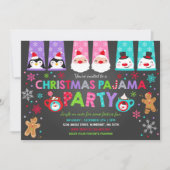 クリスマスパジャマスパーティの招待状ホリデーパジャマ 招待状 (正面)