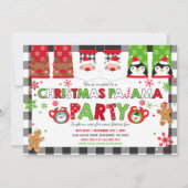 クリスマスパジャマスパーティの招待状ホリデーパジャマ 招待状 (正面)