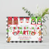 クリスマスパジャマスパーティの招待状ホリデーパジャマ 招待状 (スタンド正面)