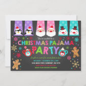 クリスマスパジャマスパーティの招待状ホリデーパジャマ 招待状 (正面)