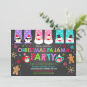 クリスマスパジャマスパーティの招待状ホリデーパジャマ 招待状 (スタンド正面)