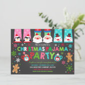 クリスマスパジャマスパーティの招待状ホリデーパジャマ 招待状 (スタンド正面)