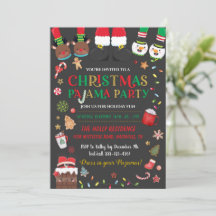 クリスマスパジャマスランバーパーティの招待状