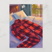 クリスマスパジャマスレッドプレイド シーズンポストカード (正面)