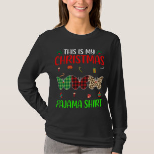 クリスマスパジャマバタフライラバーアニマルクリスマスツリー Tシャツ