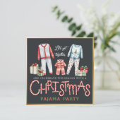クリスマスパジャマパーティの招待状とキャンディーケーン 招待状 (スタンド正面)