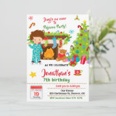 クリスマスパジャマパーティの招待状スリープバーパーティー 招待状 (スタンド正面)